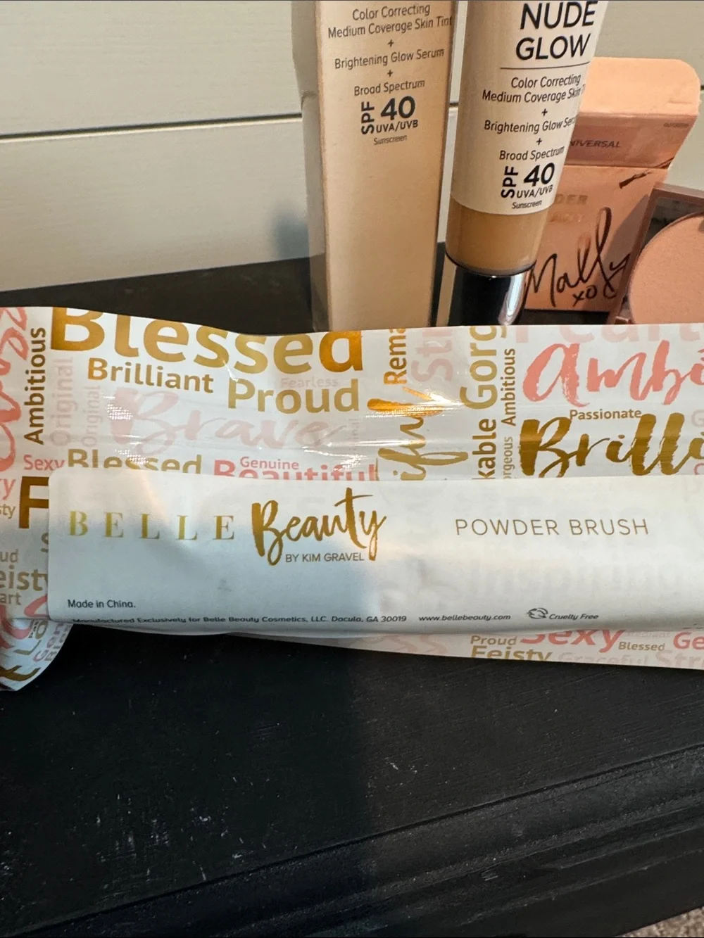 CC Nude Glow, Belle Powder Brush and Mally Face Defender Bundle